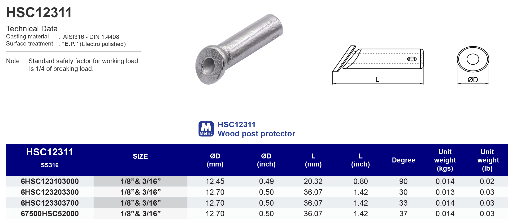 HSC12311 Wood post protector