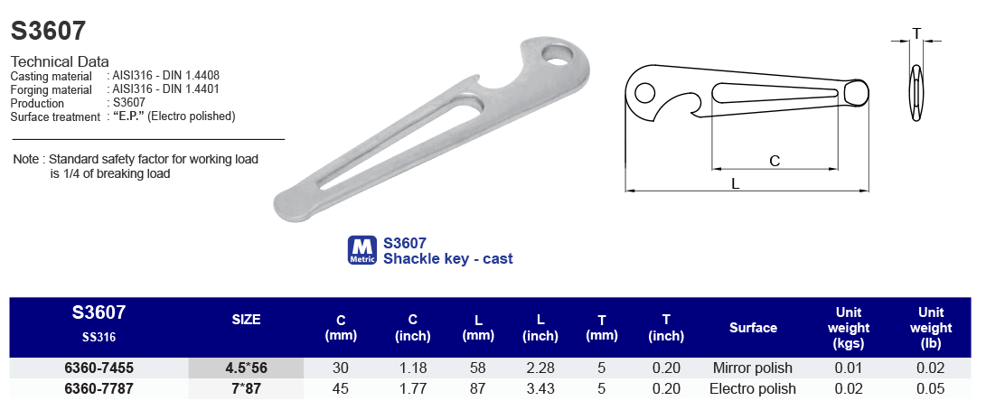 S3607 Shackle Key