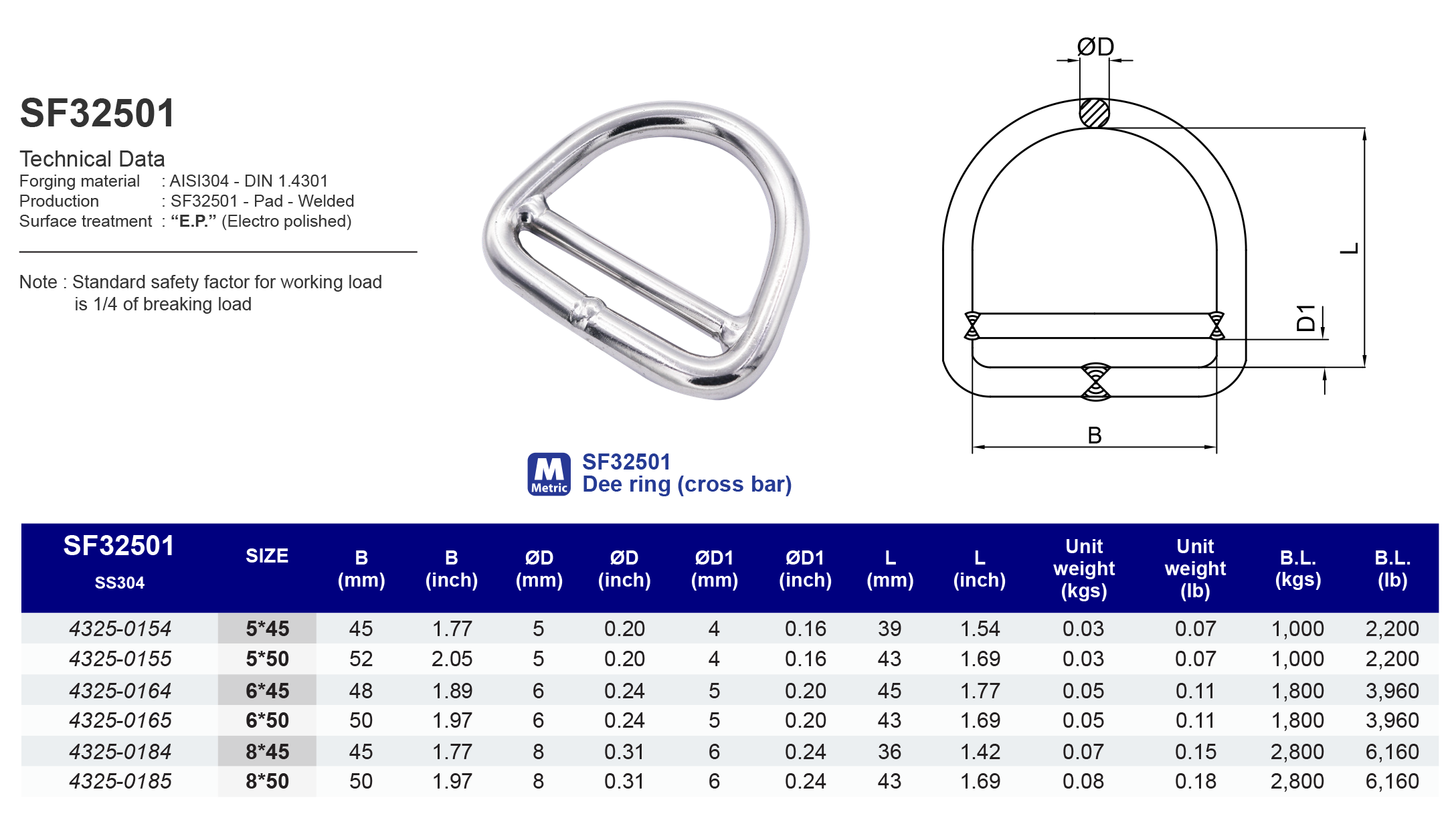 SF32501 Dee Ring (cross bar)